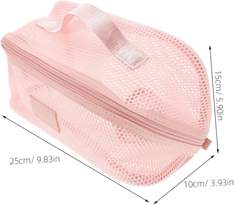 Large Capacity Pink Mesh Cosmetic Organizer Travel Toiletry Bag For Women - Image 2